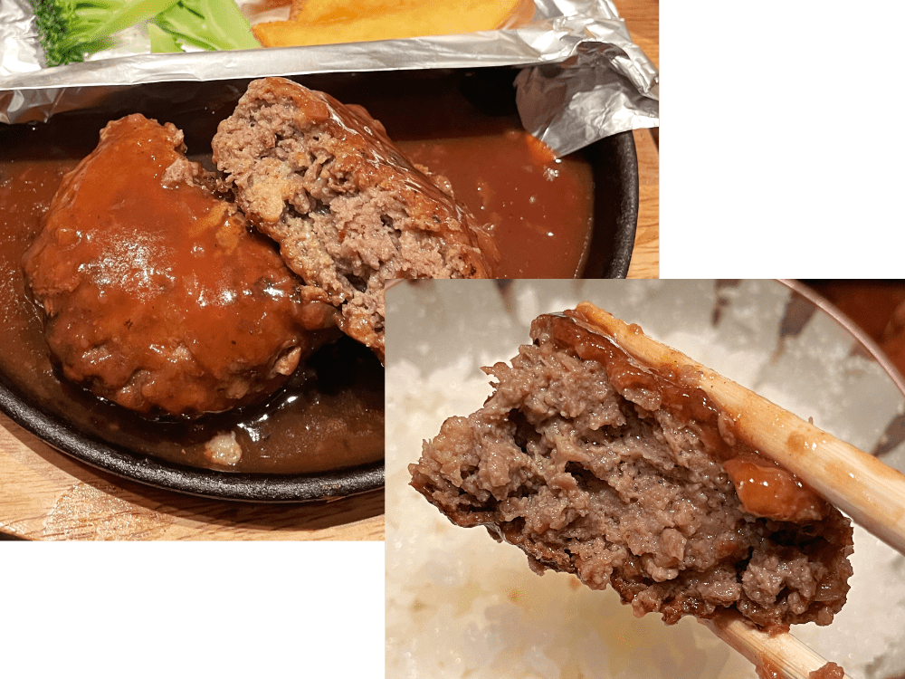 ハンバーグランチのメインの煮込みハンバーグ